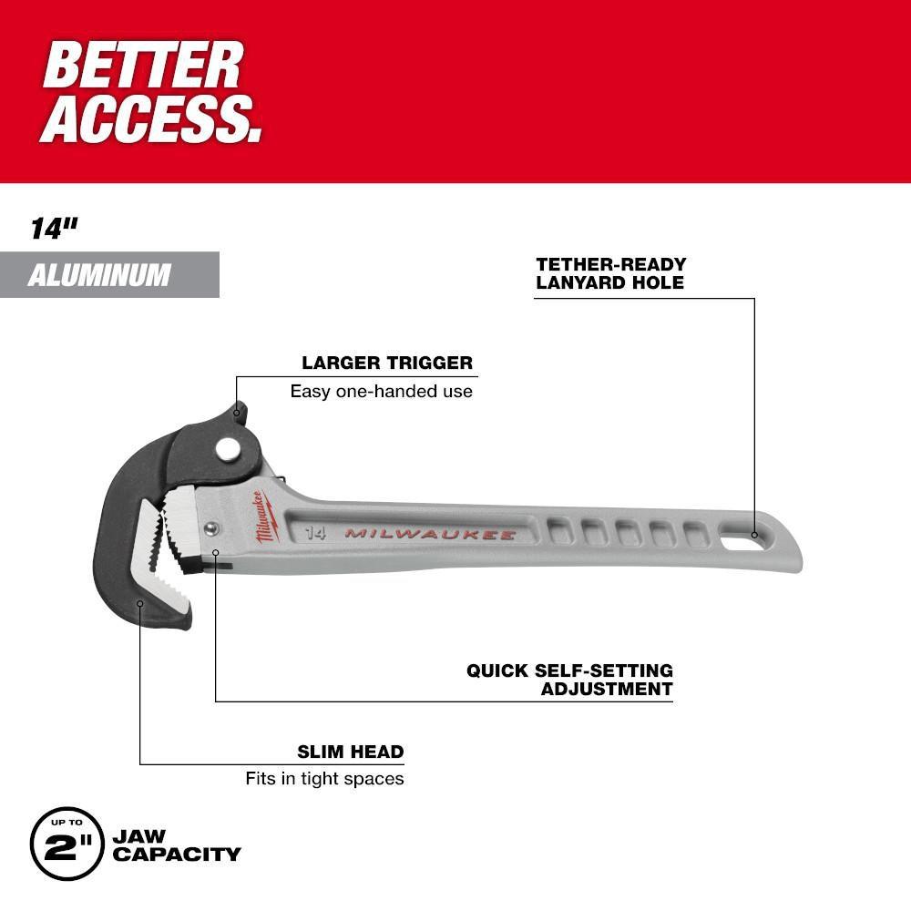 14 ALUMINUM SELF-ADJUSTING PIPE WRENCH 