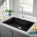 33 in. Dual Mount Silgranit Single Bowl Kitchen Sink in Coal Black 