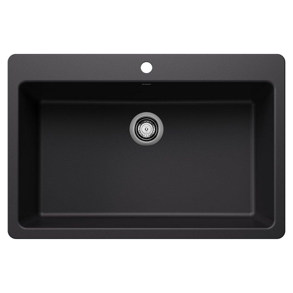 LIVEN 33 DUAL MOUNT SINGLE BOWL KITCHEN SINK - COAL BLACK 
