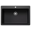 33 in. Dual Mount Silgranit Single Bowl Kitchen Sink in Coal Black