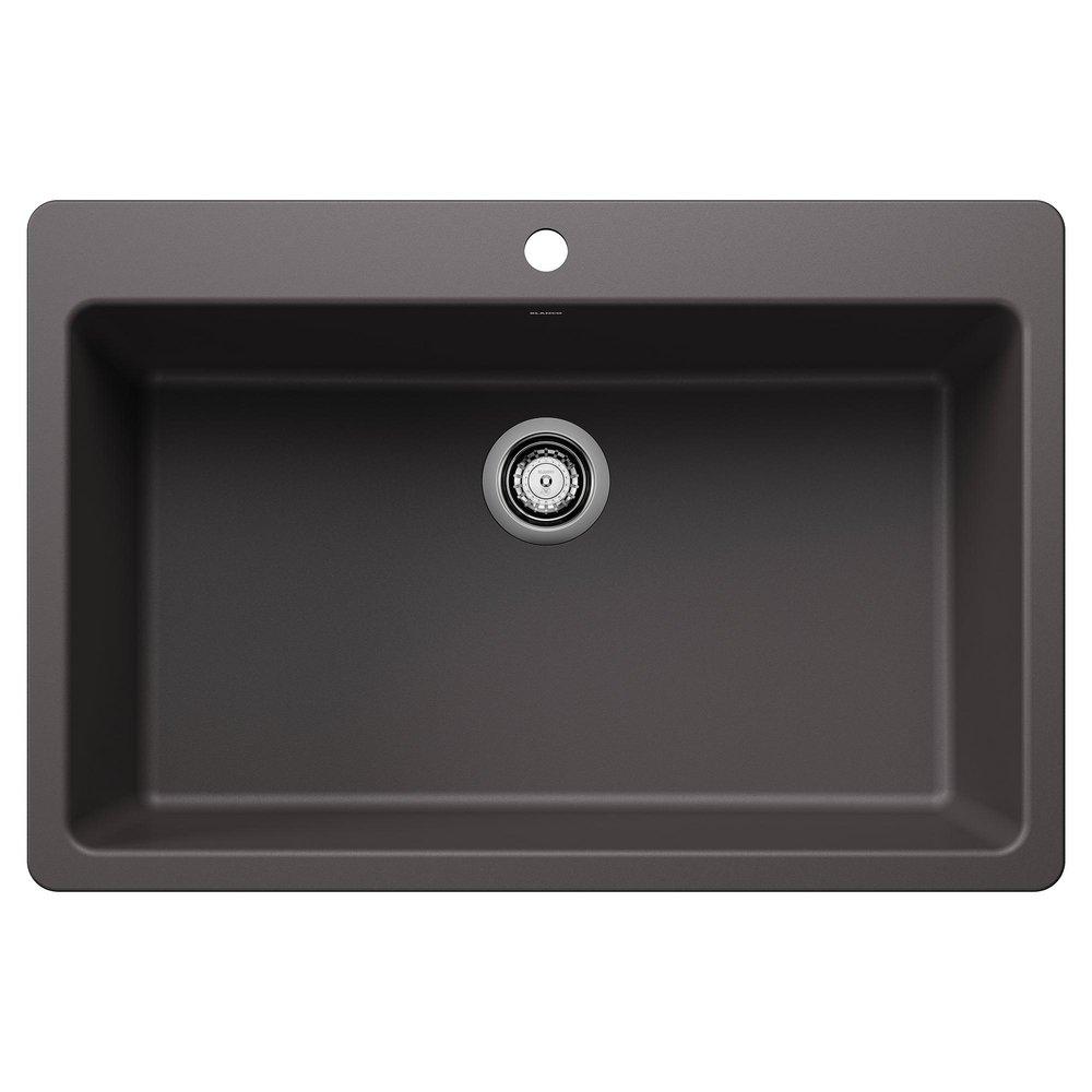 LIVEN 33 DUAL MOUNT SINGLE BOWL KITCHEN SINK - CINDER 