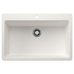 33 in. Dual Mount Silgranit Single Bowl Kitchen Sink in White