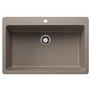 33 in. Dual Mount Silgranit Single Bowl Kitchen Sink in Truffle
