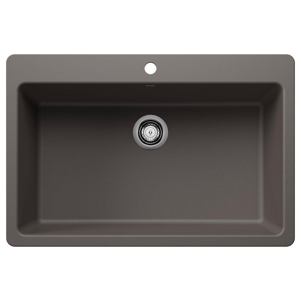 LIVEN 33 DUAL MOUNT SINGLE BOWL KITCHEN SINK - VOLCANO GRAY 