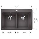 LIVEN EQUAL DOUBLE BOWL DUAL MOUNT KITCHEN SINK WITH LOW DIVIDE - CINDER 