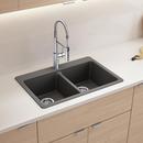 LIVEN EQUAL DOUBLE BOWL DUAL MOUNT KITCHEN SINK WITH LOW DIVIDE - CINDER 