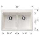 LIVEN EQUAL DOUBLE BOWL DUAL MOUNT KITCHEN SINK WITH LOW DIVIDE - WHITE 