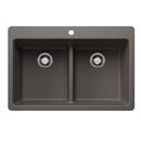 33 in. Dual Mount Silgranit Double Bowl Kitchen Sink in Volcano Gray