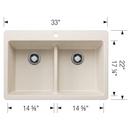 LIVEN EQUAL DOUBLE BOWL DUAL MOUNT KITCHEN SINK WITH LOW DIVIDE - SOFT WHITE 