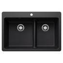LIVEN 1-3/4 DOUBLE BOWL KITCHEN SINK WITH LOW DIVIDE - COAL BLACK 