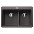 LIVEN 1-3/4 DOUBLE BOWL KITCHEN SINK WITH LOW DIVIDE - CINDER 