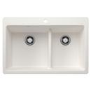 33 in. Dual Mount Silgranit Double Bowl Kitchen Sink in White
