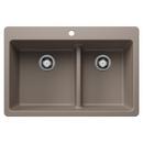 LIVEN 1-3/4 DOUBLE BOWL KITCHEN SINK WITH LOW DIVIDE - TRUFFLE 