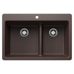 33 in. Dual Mount Silgranit Double Bowl Kitchen Sink in Cafe