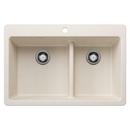 LIVEN 1-3/4 DOUBLE BOWL KITCHEN SINK WITH LOW DIVIDE - SOFT WHITE 