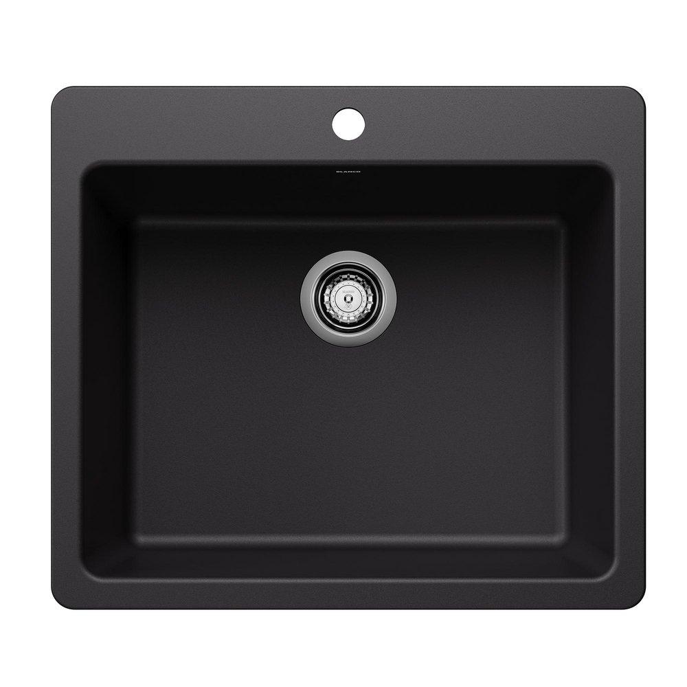 LIVEN 25 DUAL MOUNT SINGLE BOWL KITCHEN SINK - COAL BLACK 