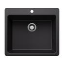 LIVEN 25 DUAL MOUNT SINGLE BOWL KITCHEN SINK - COAL BLACK 