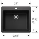 LIVEN 25 DUAL MOUNT SINGLE BOWL KITCHEN SINK - ANTHRACITE 