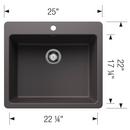 LIVEN 25 DUAL MOUNT SINGLE BOWL KITCHEN SINK - CINDER 