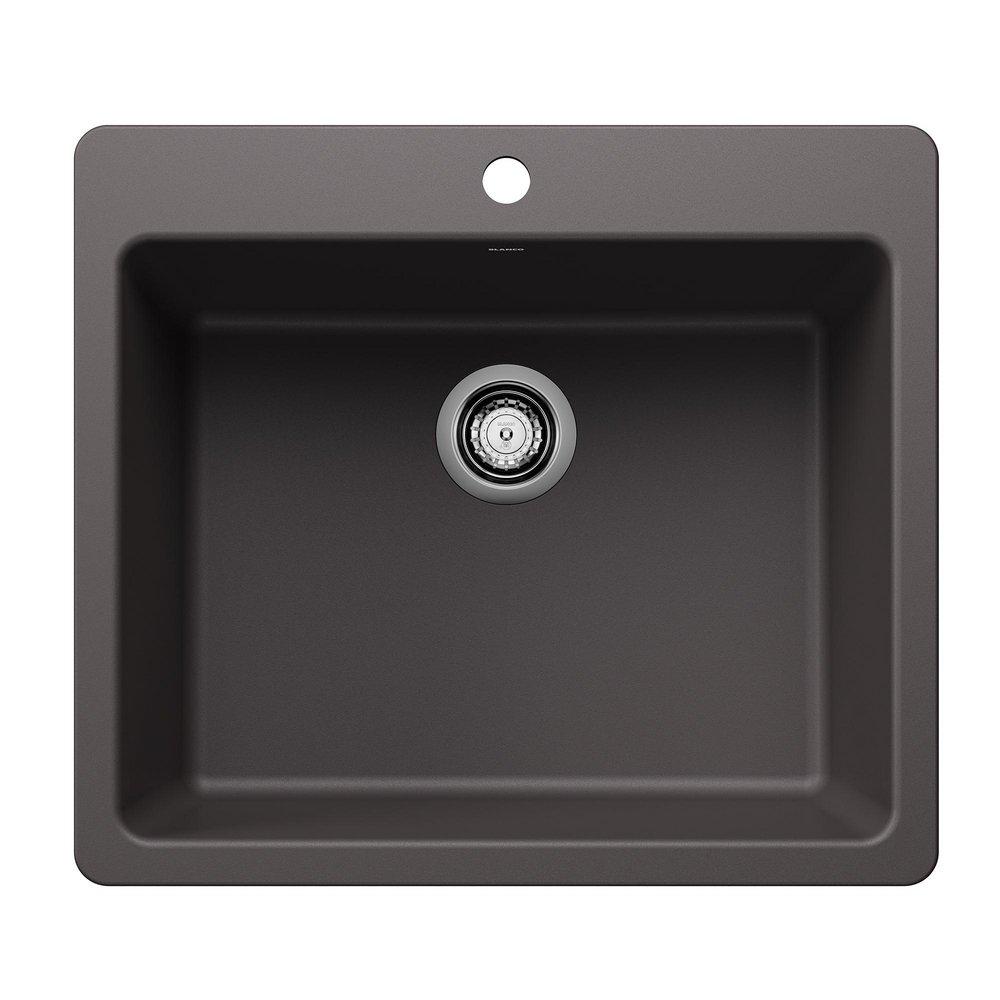 LIVEN 25 DUAL MOUNT SINGLE BOWL KITCHEN SINK - CINDER 