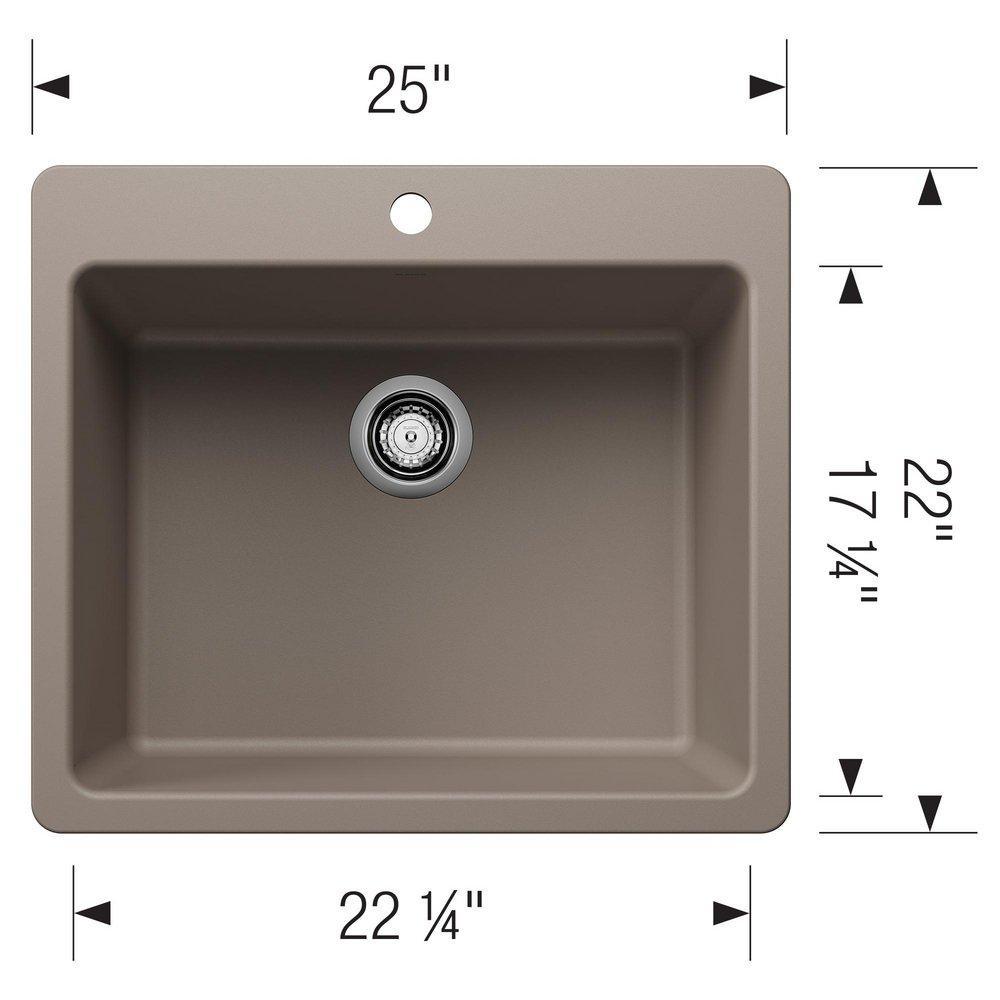 LIVEN 25 DUAL MOUNT SINGLE BOWL KITCHEN SINK - TRUFFLE 