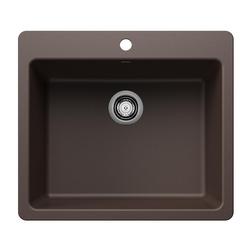 25 in. Dual Mount Silgranit Single Bowl Kitchen Sink in Caf&eacute;