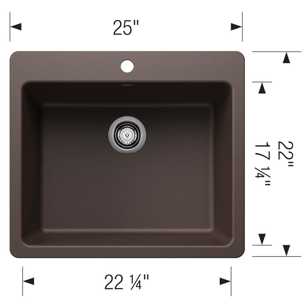 LIVEN 25 DUAL MOUNT SINGLE BOWL KITCHEN SINK - CAFT 