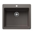 25 in. Dual Mount Silgranit Single Bowl Kitchen Sink in Volcano Gray