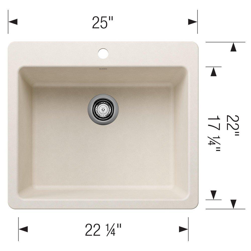 LIVEN 25 DUAL MOUNT SINGLE BOWL KITCHEN SINK - SOFT WHITE 