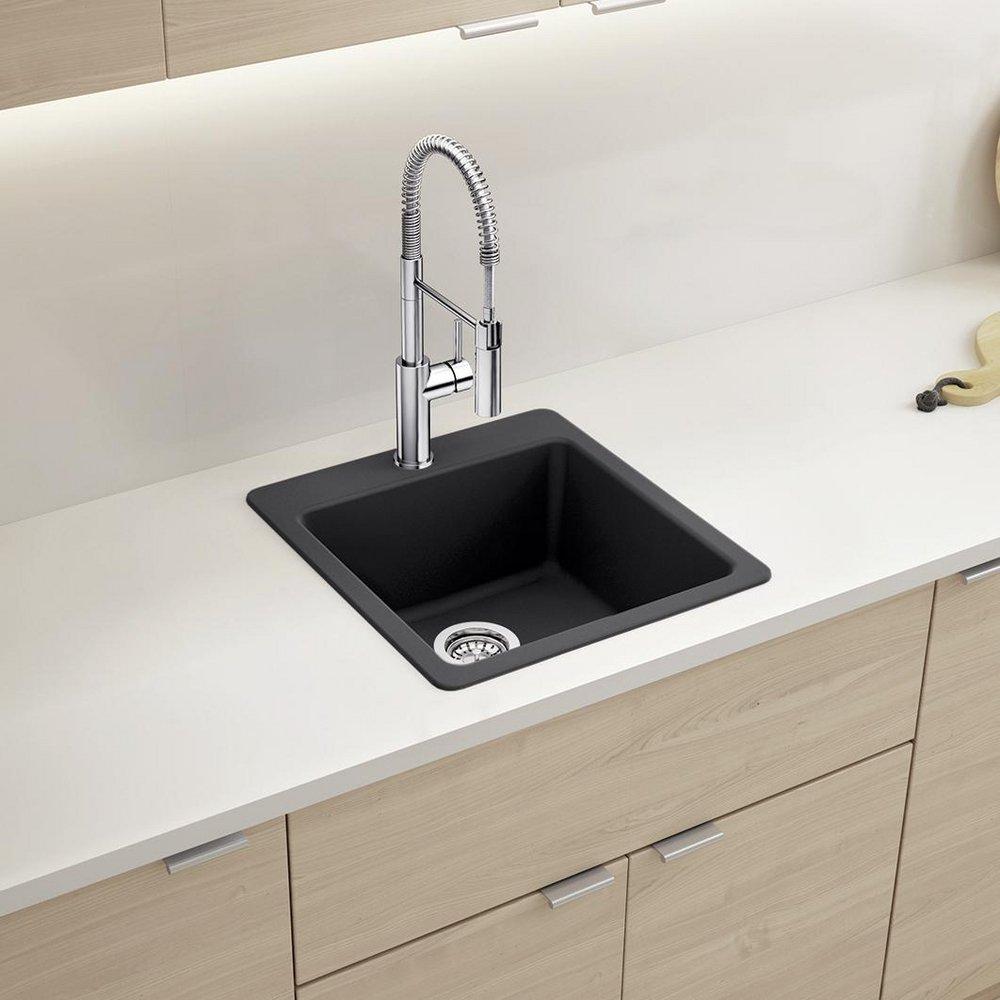 LIVEN 21 DUAL MOUNT SINGLE BOWL KITCHEN SINK - COAL BLACK 