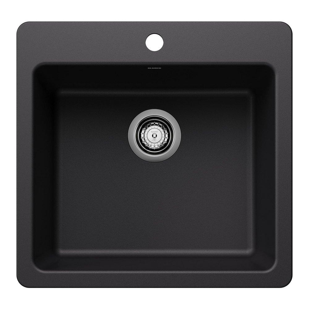LIVEN 21 DUAL MOUNT SINGLE BOWL KITCHEN SINK - COAL BLACK 