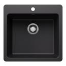 LIVEN 21 DUAL MOUNT SINGLE BOWL KITCHEN SINK - COAL BLACK 