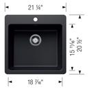 LIVEN 21 DUAL MOUNT SINGLE BOWL KITCHEN SINK - COAL BLACK 