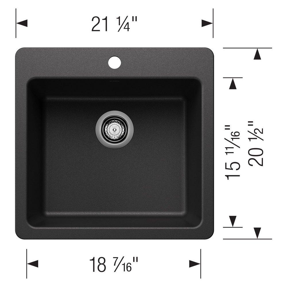 LIVEN 21 DUAL MOUNT SINGLE BOWL KITCHEN SINK - ANTHRACITE 