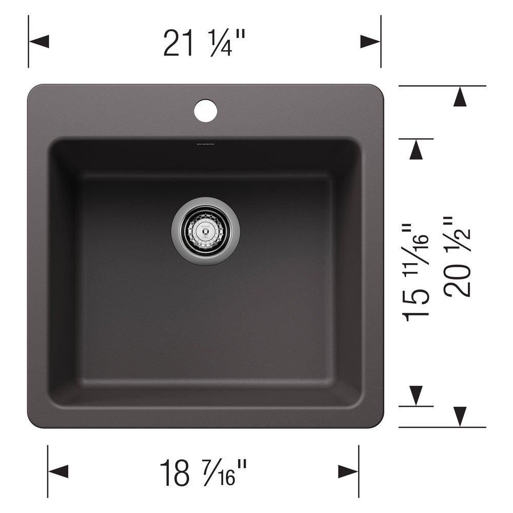 LIVEN 21 DUAL MOUNT SINGLE BOWL KITCHEN SINK - CINDER 