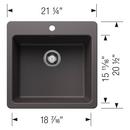 LIVEN 21 DUAL MOUNT SINGLE BOWL KITCHEN SINK - CINDER 