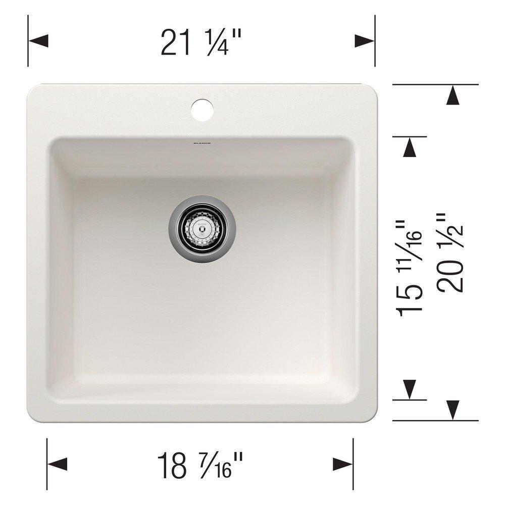 LIVEN 21 DUAL MOUNT SINGLE BOWL KITCHEN SINK - WHITE 