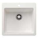 21 in. Dual Mount Silgranit Single Bowl Kitchen Sink in White
