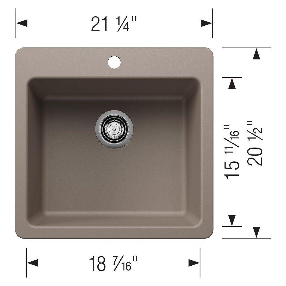 LIVEN 21 DUAL MOUNT SINGLE BOWL KITCHEN SINK - TRUFFLE 