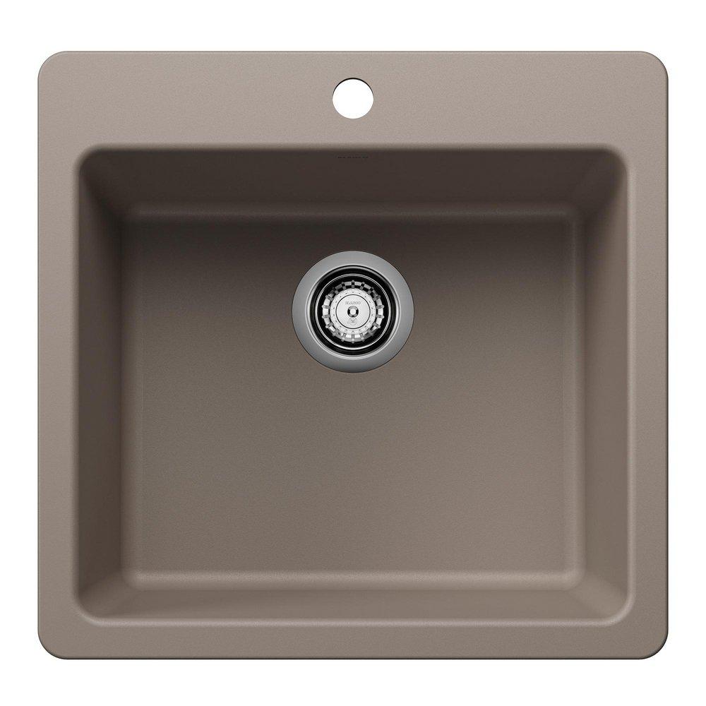 LIVEN 21 DUAL MOUNT SINGLE BOWL KITCHEN SINK - TRUFFLE 