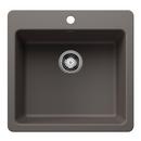 21 in. Dual Mount Silgranit Single Bowl Kitchen Sink in Volcano Gray