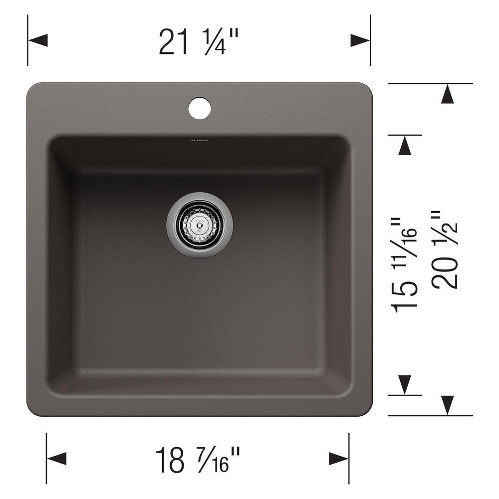 LIVEN 21 DUAL MOUNT SINGLE BOWL KITCHEN SINK - VOLCANO GRAY 