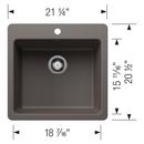 LIVEN 21 DUAL MOUNT SINGLE BOWL KITCHEN SINK - VOLCANO GRAY 