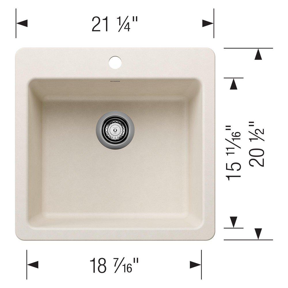LIVEN 21 DUAL MOUNT SINGLE BOWL KITCHEN SINK - SOFT WHITE 