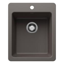 17 in. Dual Mount Silgranit Bar Sink in Volcano Gray
