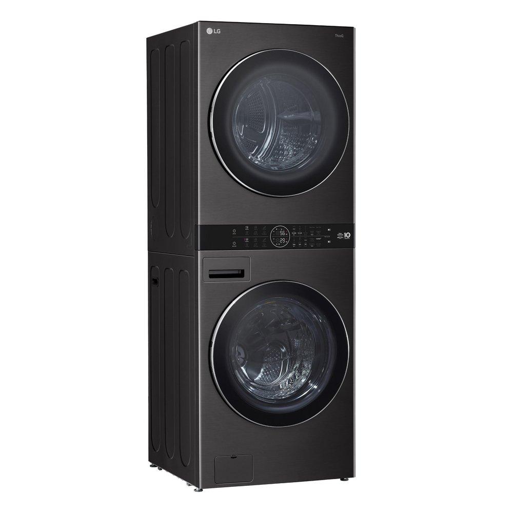 5.0 CU.FT. WASHER 7.8 CU.FT. DUAL INVERTER HEAT PUMP VENTLESS DRYER WASHTOWER WITH CENTER CONTROL AND TURBOWASH360 BLACK STEEL 