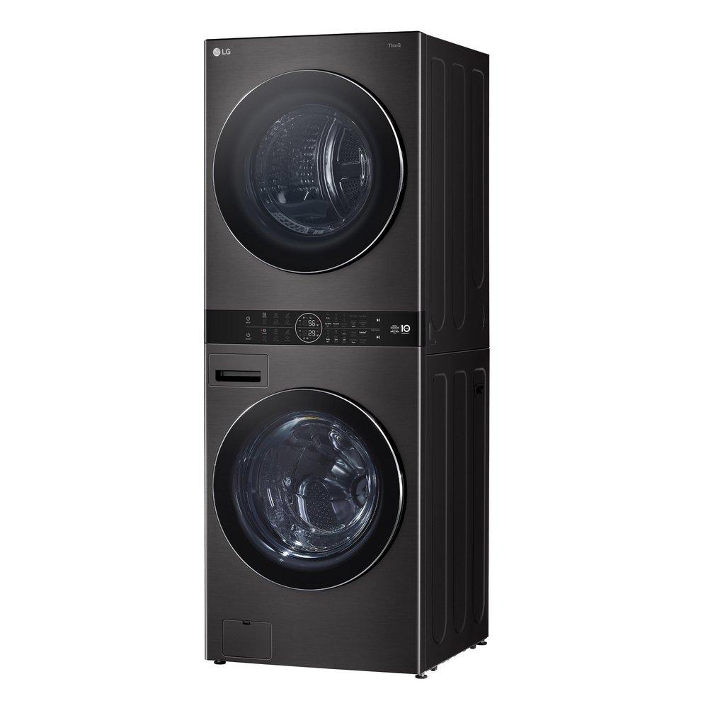 5.0 CU.FT. WASHER 7.8 CU.FT. DUAL INVERTER HEAT PUMP VENTLESS DRYER WASHTOWER WITH CENTER CONTROL AND TURBOWASH360 BLACK STEEL 