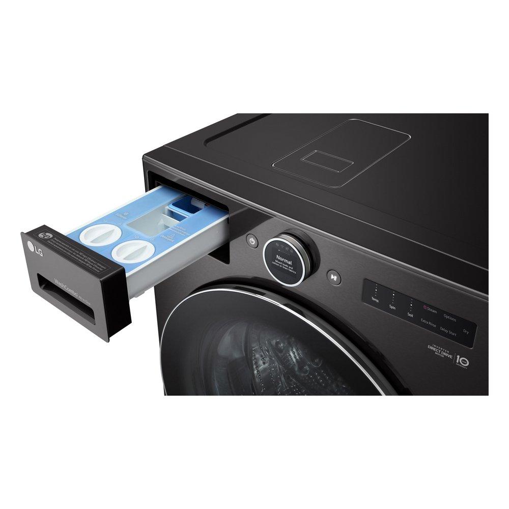 5.0 CU.FT. MEGA CAPACITY FRONT LOAD WASHER DRYER COMBO WITH TURBOWASH360 EZDISPENSE AND WI-FI CONNECTIVITY BLACK STEEL 