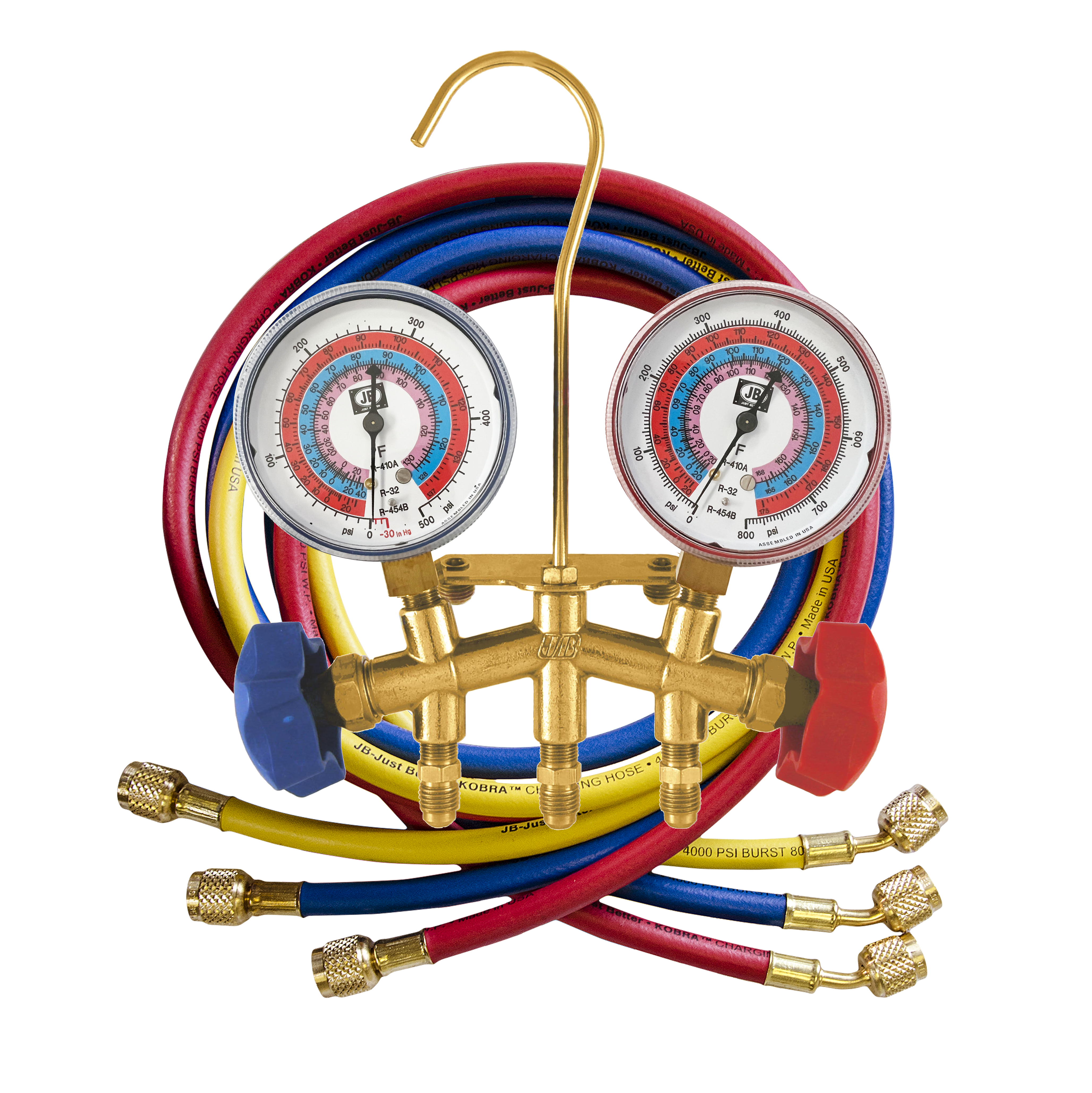 2-Valve Manifold Gauge Set, R-32 / R-454B / R-410A, with 60 in. CCLE Hoses 