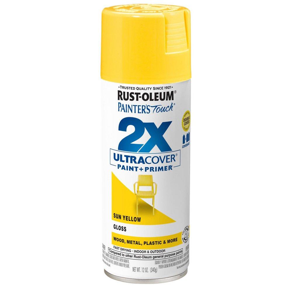 RUST-OLEUM PAINTER'S TOUCH 2X SPRAY PAINT GLOSS SUN YELLOW 12 OZ 